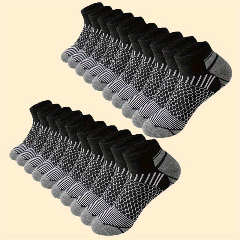 Low-Cut Socks for Men in Smooth Polyester Knit, Blue-Labeled 20pcs Options with One-Size Label for Everyday Casual Outfits and Athletic Shoe Pairing