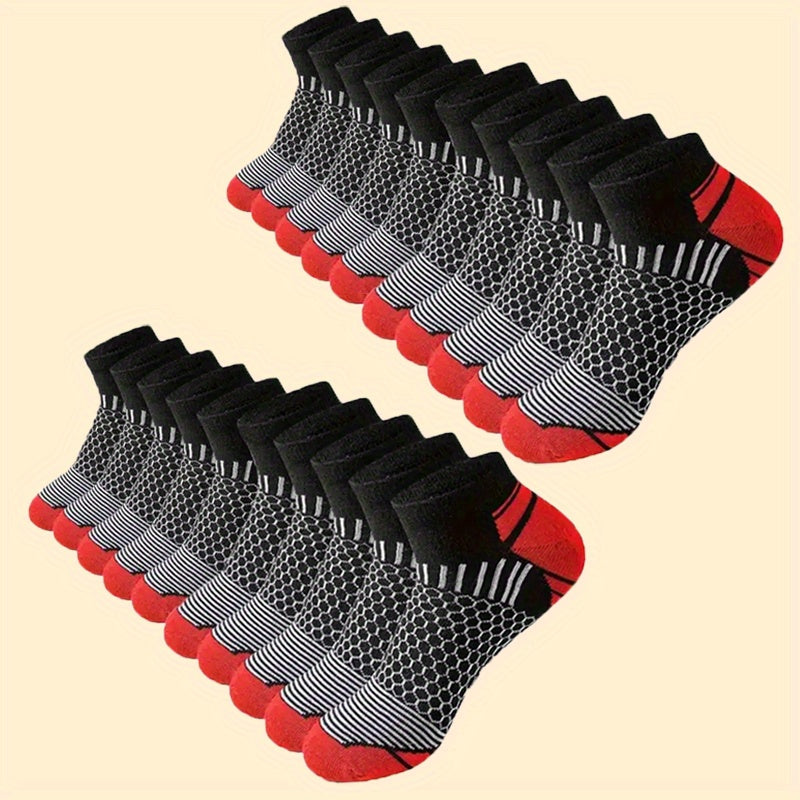 Low-Cut Socks for Men in Smooth Polyester Knit, Blue-Labeled 20pcs Options with One-Size Label for Everyday Casual Outfits and Athletic Shoe Pairing