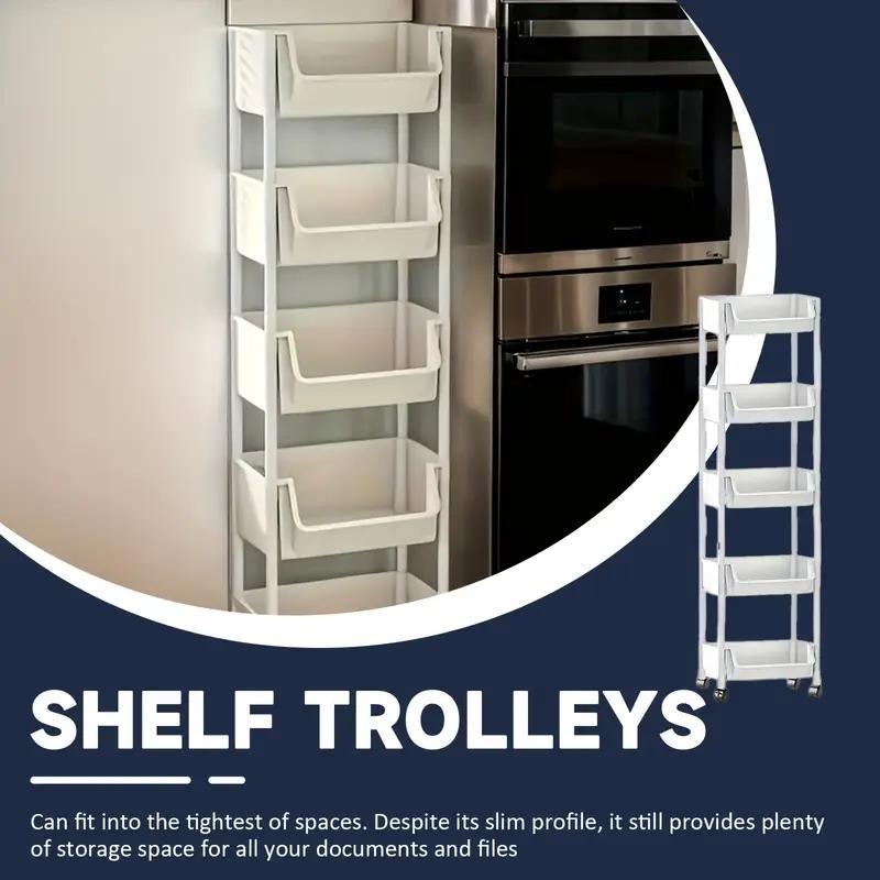 5-Tier Plastic Storage Rack with Open Shelves and Hooks, One Floor-Standing Organizer for Kitchen, Entryway, Shoes and Everyday Home Storage