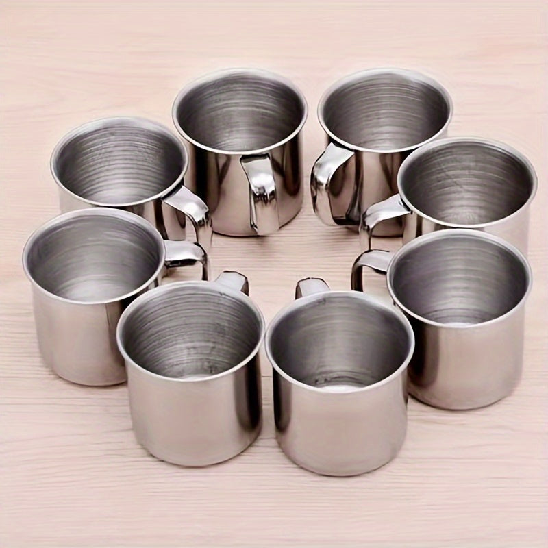 Stainless Steel Camping Cup, 8.45oz Reusable 304 Steel Mug with Spot-Welded Handle for Hot and Cold Drinks at Campsites, Picnics and Backyard BBQs