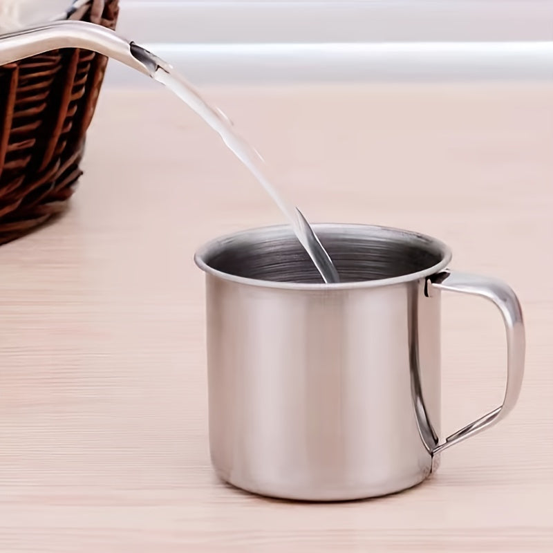 Stainless Steel Camping Cup, 8.45oz Reusable 304 Steel Mug with Spot-Welded Handle for Hot and Cold Drinks at Campsites, Picnics and Backyard BBQs