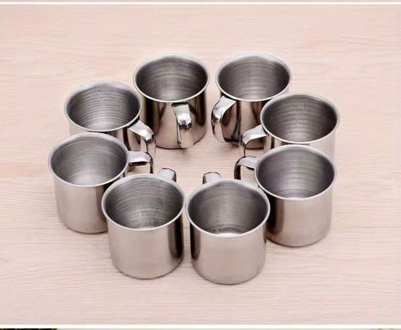 Stainless Steel Camping Cup, 8.45oz Reusable 304 Steel Mug with Spot-Welded Handle for Hot and Cold Drinks at Campsites, Picnics and Backyard BBQs