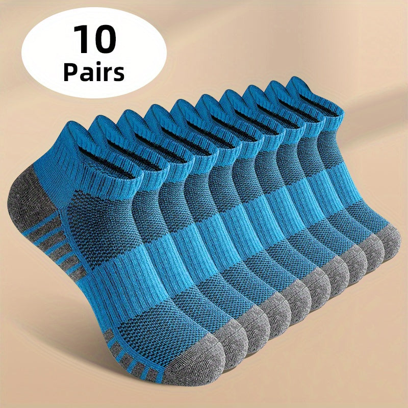 Solid Color Men's Athletic Socks, 10-Pair Flexible Knit Multipack in White or Grey with One-Size Label for Running, Fitness Sessions and Everyday Casual Outfits