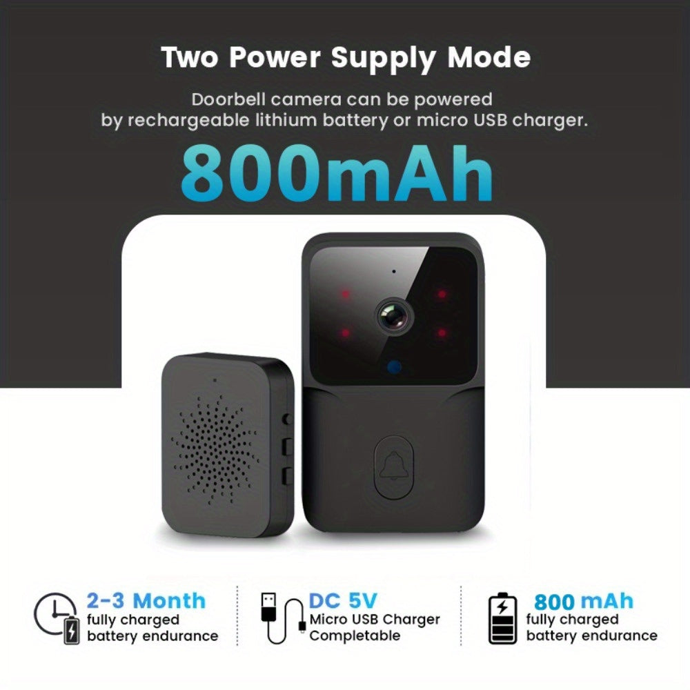 Tuya Smart WiFi Doorbell Camera, Rechargeable Wireless Video Doorbell with Night Vision, Voice Change, Two-Way Calls and Photo Recording for Home Entry