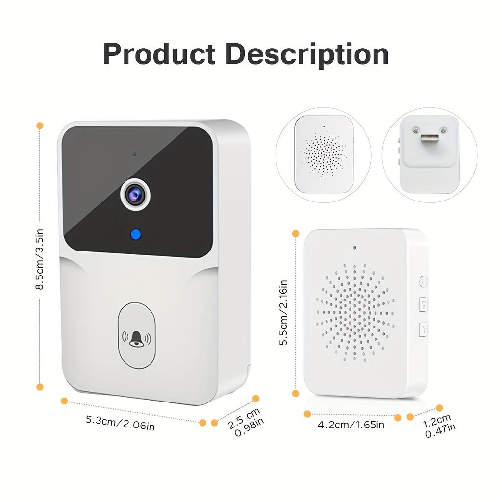 Tuya Smart WiFi Doorbell Camera, Rechargeable Wireless Video Doorbell with Night Vision, Voice Change, Two-Way Calls and Photo Recording for Home Entry