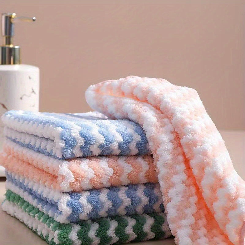 Coral Fleece Microfiber Dish Cloths 10-Pack, Soft Absorbent Reusable Machine Washable Cleaning Towels for Kitchen, Bathroom and Car Care