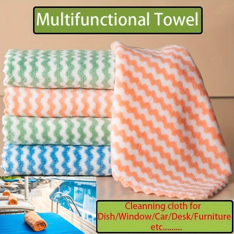 Coral Fleece Microfiber Dish Cloths 10-Pack, Soft Absorbent Reusable Machine Washable Cleaning Towels for Kitchen, Bathroom and Car Care