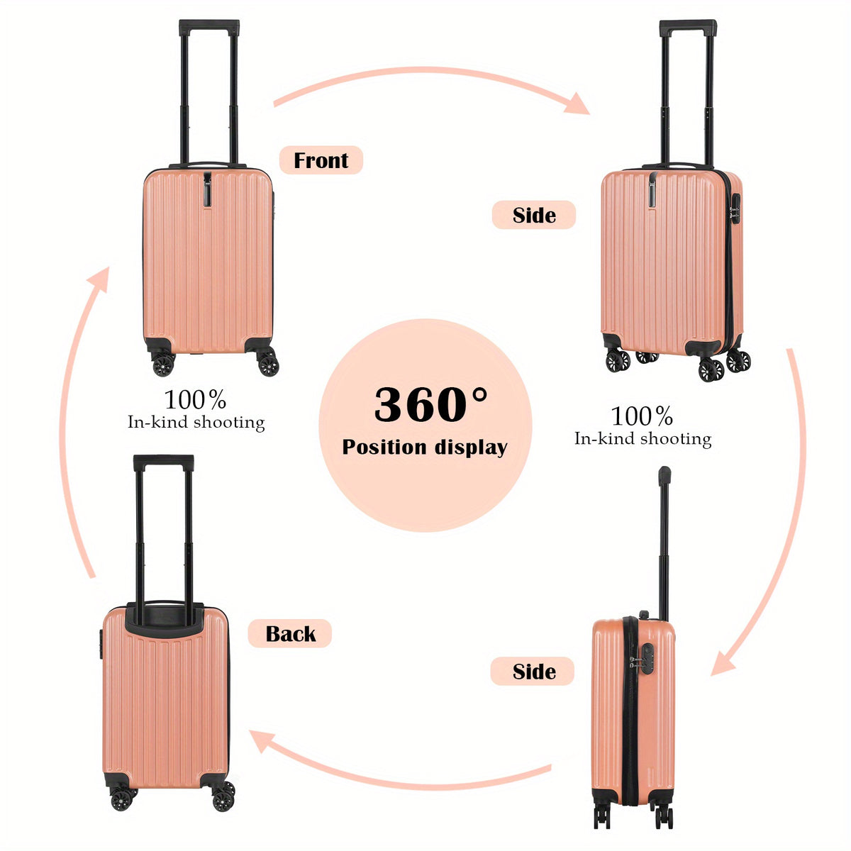 Hardside Carry-On Luggage Set with 20-Inch Spinner Suitcase and 14-Inch Cosmetic Case, ABS and PC Shells, Combination Lock and Four Travel Color Choices