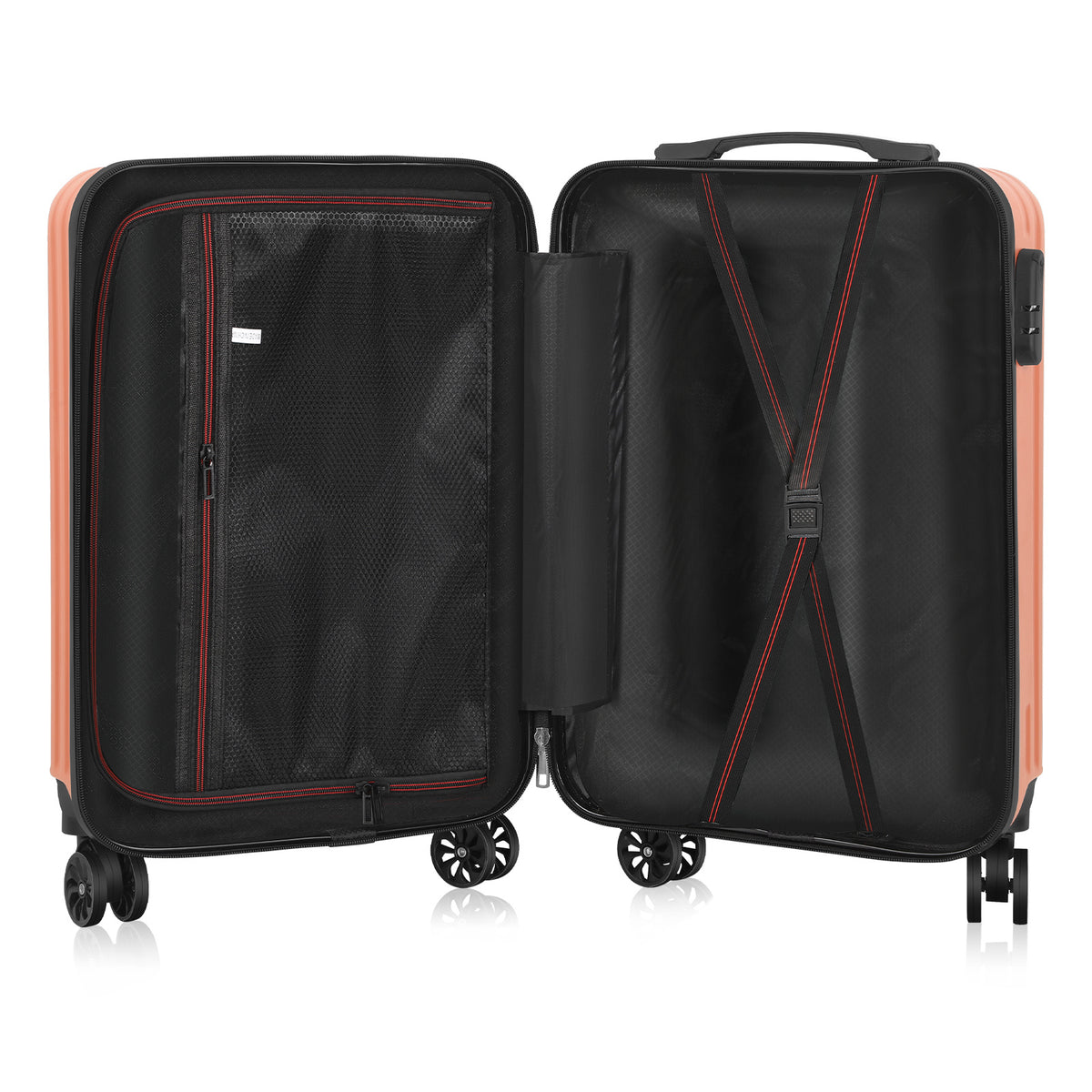 Hardside Carry-On Luggage Set with 20-Inch Spinner Suitcase and 14-Inch Cosmetic Case, ABS and PC Shells, Combination Lock and Four Travel Color Choices