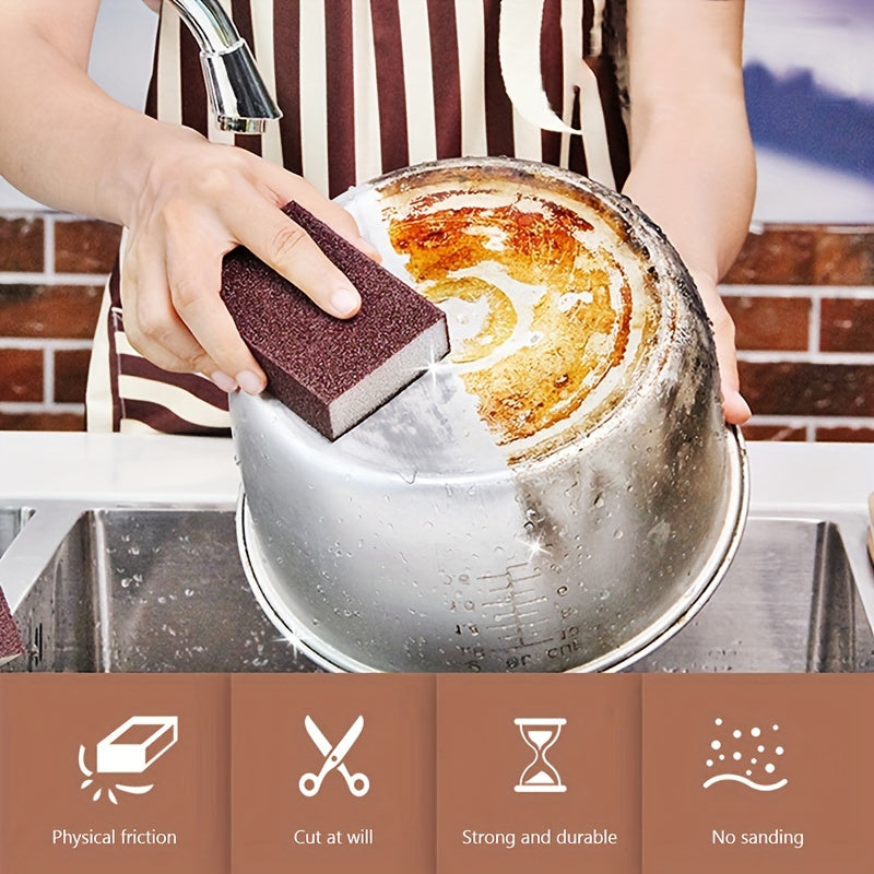 Emery Scouring Sponge Set of 5 for Manual Kitchen Scrubbing, Abrasive Cleaning Pads for Compatible Cookware Surfaces and Targeted Stain, Rust or Scale Cleanup
