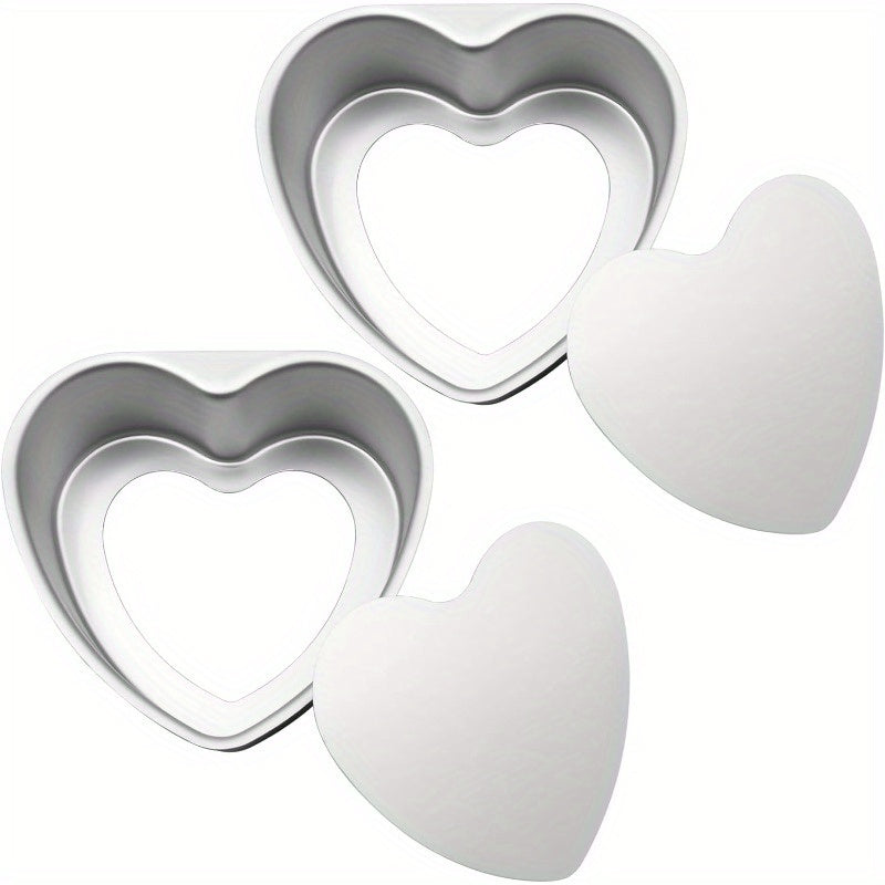 Heart Shaped Cake Pans in Aluminum with Nonstick Finish and Removable Bottom, 2 or 4-Piece Options for Valentine's Day, Weddings, Birthdays and Anniversaries