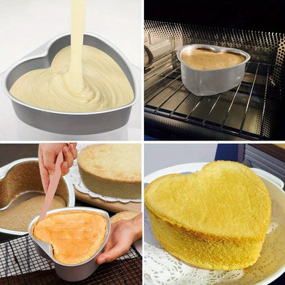 Heart Shaped Cake Pans in Aluminum with Nonstick Finish and Removable Bottom, 2 or 4-Piece Options for Valentine's Day, Weddings, Birthdays and Anniversaries