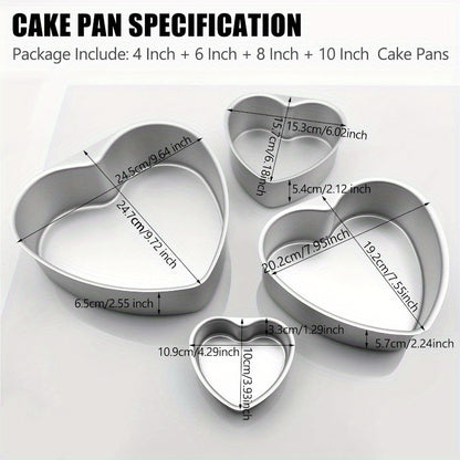 Heart Shaped Cake Pans in Aluminum with Nonstick Finish and Removable Bottom, 2 or 4-Piece Options for Valentine's Day, Weddings, Birthdays and Anniversaries