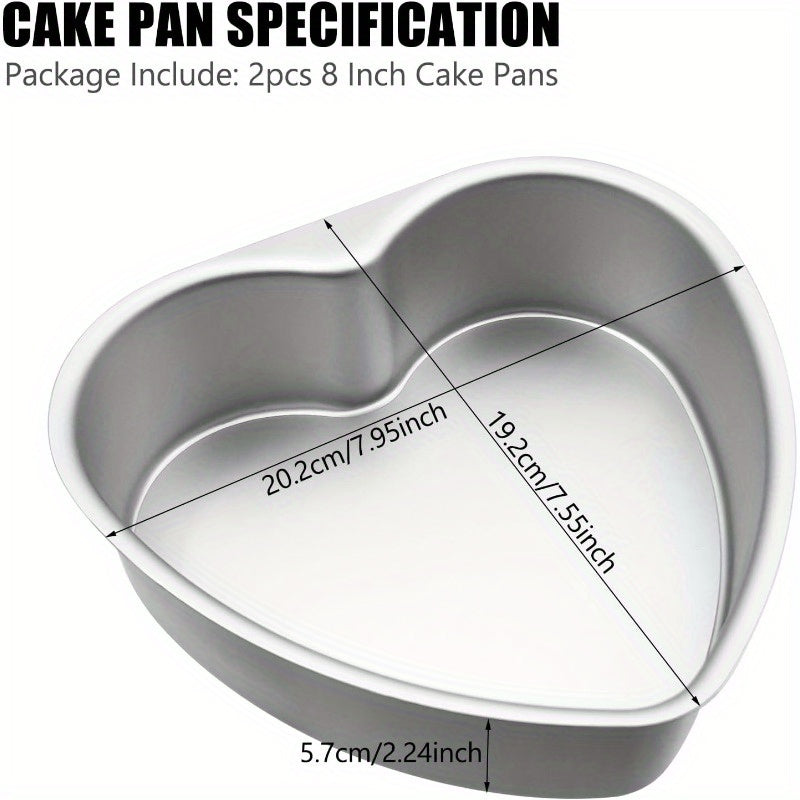 Heart Shaped Cake Pans in Aluminum with Nonstick Finish and Removable Bottom, 2 or 4-Piece Options for Valentine's Day, Weddings, Birthdays and Anniversaries