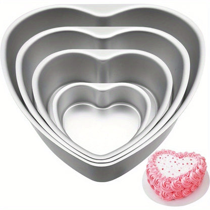 Heart Shaped Cake Pans in Aluminum with Nonstick Finish and Removable Bottom, 2 or 4-Piece Options for Valentine's Day, Weddings, Birthdays and Anniversaries