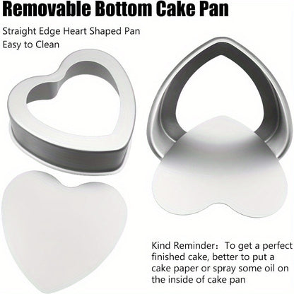 Heart Shaped Cake Pans in Aluminum with Nonstick Finish and Removable Bottom, 2 or 4-Piece Options for Valentine's Day, Weddings, Birthdays and Anniversaries
