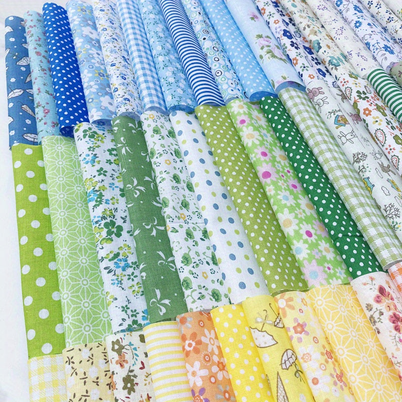 Floral Fabric Scraps 100-Piece Bundle, Multi-Style Patchwork Material in Square and Rectangle Size Options for DIY Sewing, Doll Clothes and Handmade Crafts
