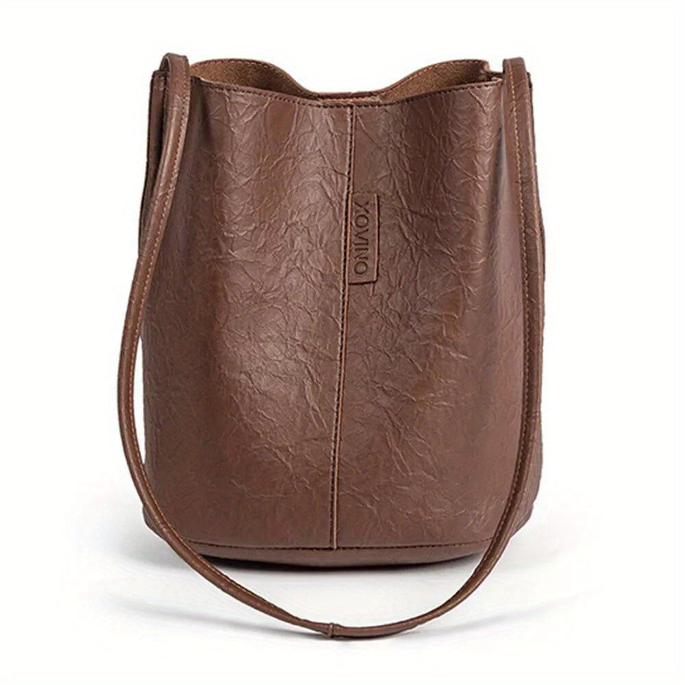Women's Bucket Shoulder Bag in Brown or Black, Everyday Handbag for Shopping Trips, Casual Dates, Weekend Outings and Vacation Outfit Styling
