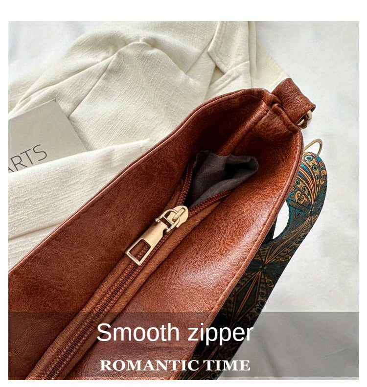 Bohemian Hobo Crossbody Bag for Women with Geometric Strap and Hamsa Hand/Evil Eye Pendant, Large-Capacity Retro Shoulder Handbag in 11 Colors