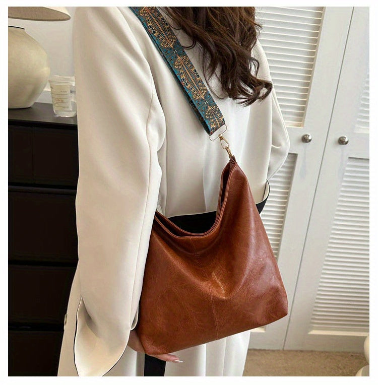 Bohemian Hobo Crossbody Bag for Women with Geometric Strap and Hamsa Hand/Evil Eye Pendant, Large-Capacity Retro Shoulder Handbag in 11 Colors