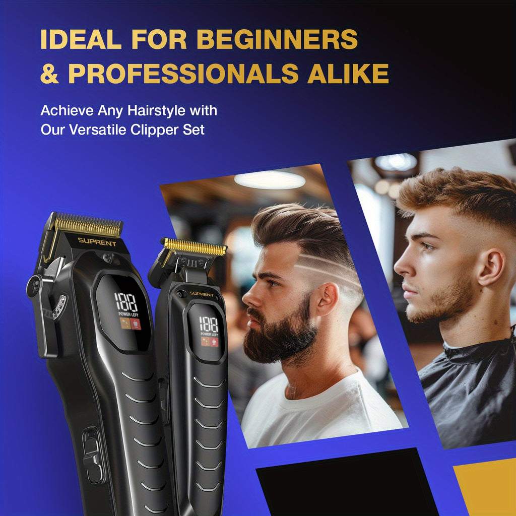 Cordless Grooming Tools by SUPRENT for Men, T-Blade Beard Trimmer or Hair Clippers with Listed LED Display and Rechargeable Power for Home Styling