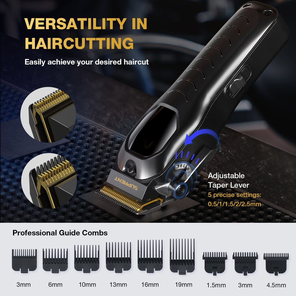 Cordless Grooming Tools by SUPRENT for Men, T-Blade Beard Trimmer or Hair Clippers with Listed LED Display and Rechargeable Power for Home Styling