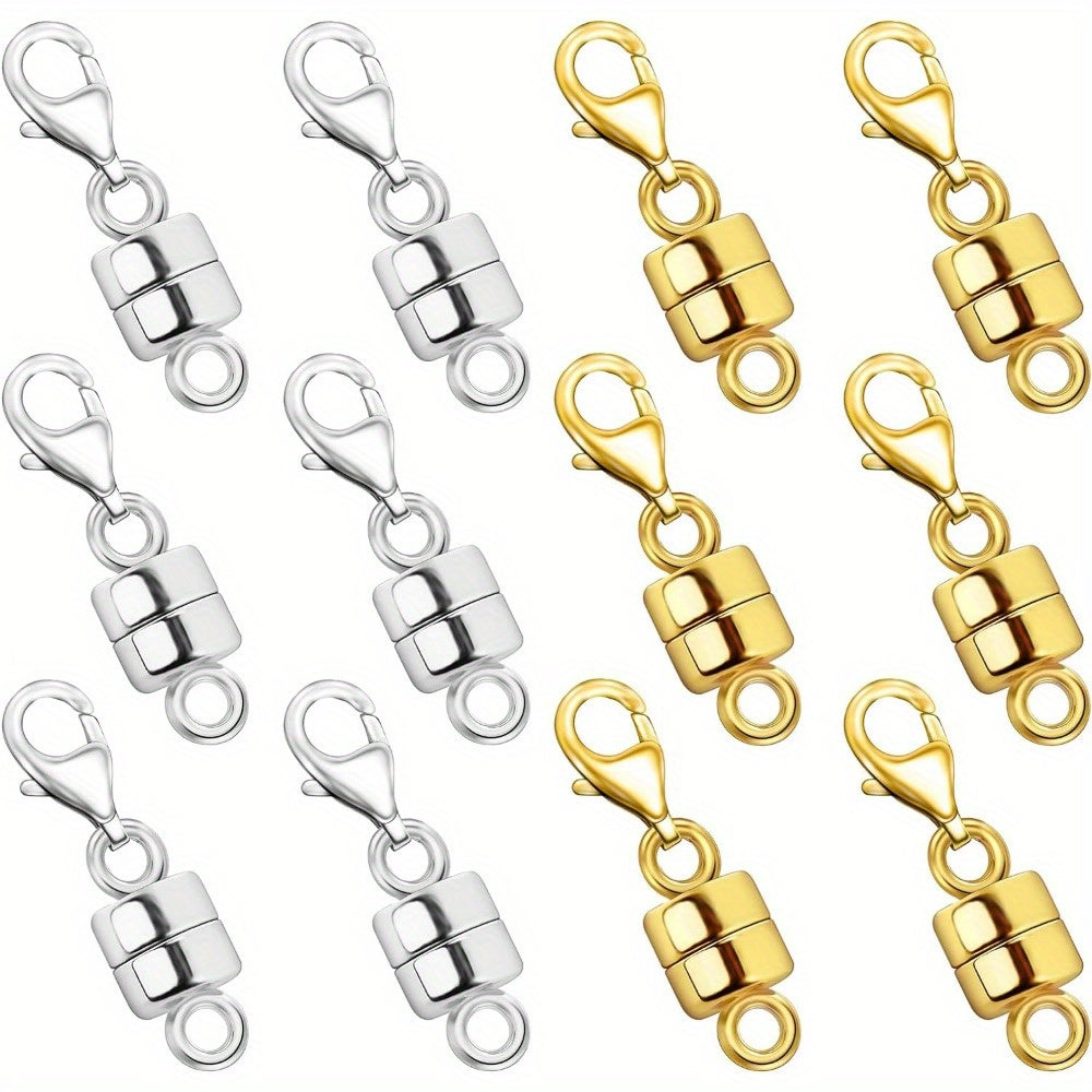 Lobster Clasp Magnetic Necklace Converters for Compatible Bracelet and Necklace Chains, Golden and Silvery Closure Options for Jewelry Customization and Gifts