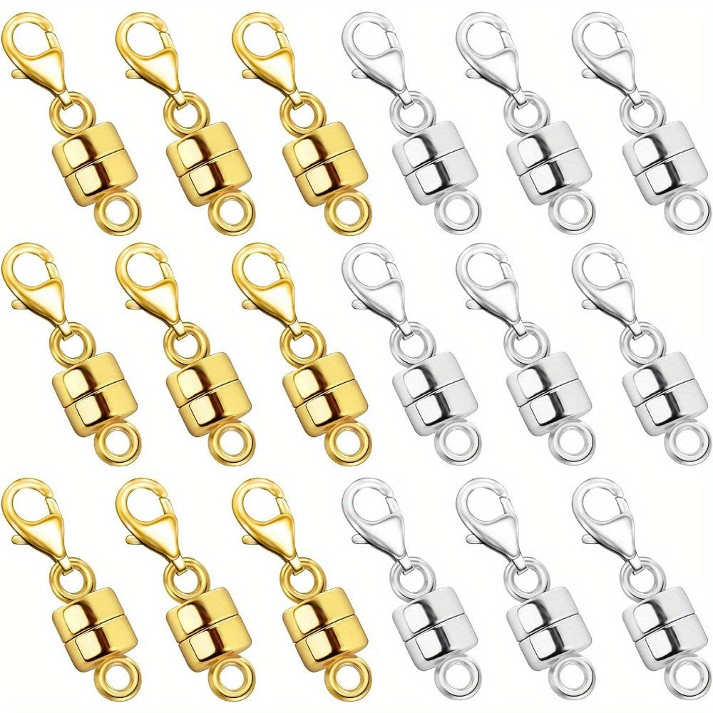 Magnetic Jewelry Clasp Converter Set, 18 Pieces in Golden and Silvery Colors with Lobster Clasps for Compatible Necklace and Bracelet Chains