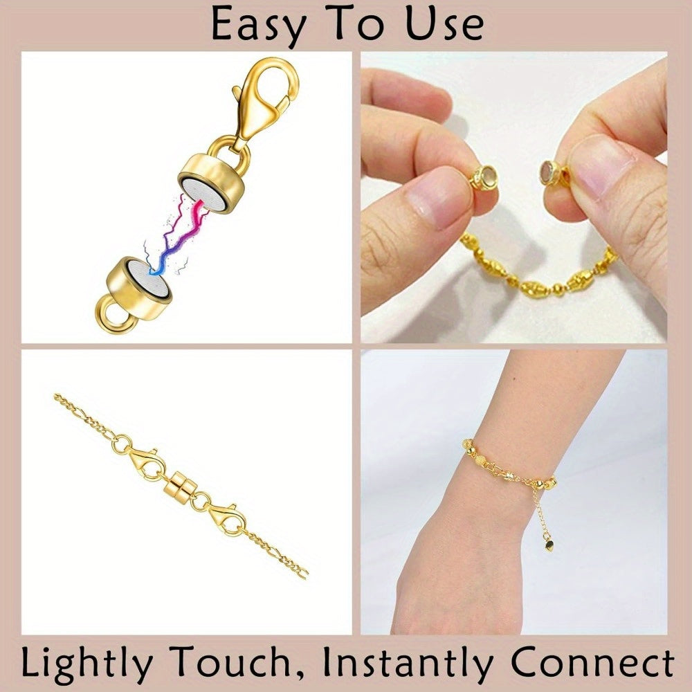 Magnetic Jewelry Clasp Converter Set, 18 Pieces in Golden and Silvery Colors with Lobster Clasps for Compatible Necklace and Bracelet Chains