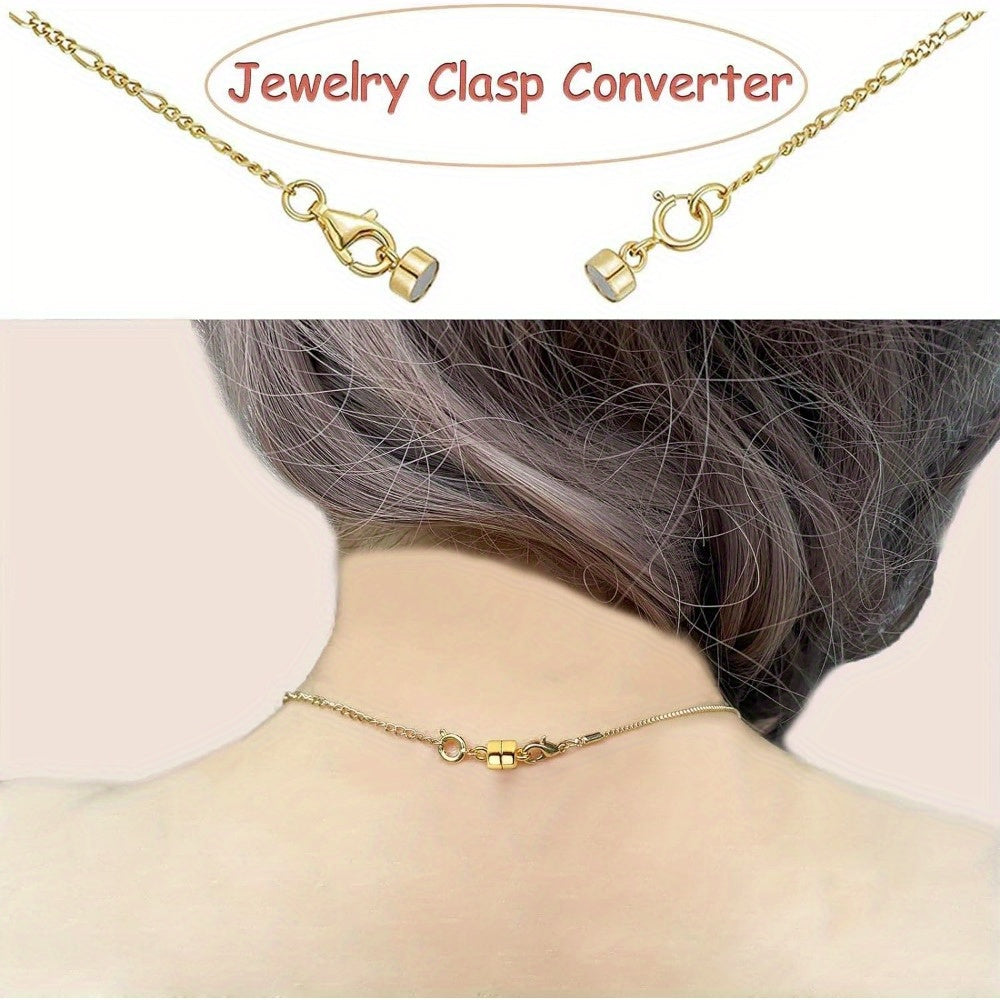 Lobster Clasp Magnetic Necklace Converters for Compatible Bracelet and Necklace Chains, Golden and Silvery Closure Options for Jewelry Customization and Gifts