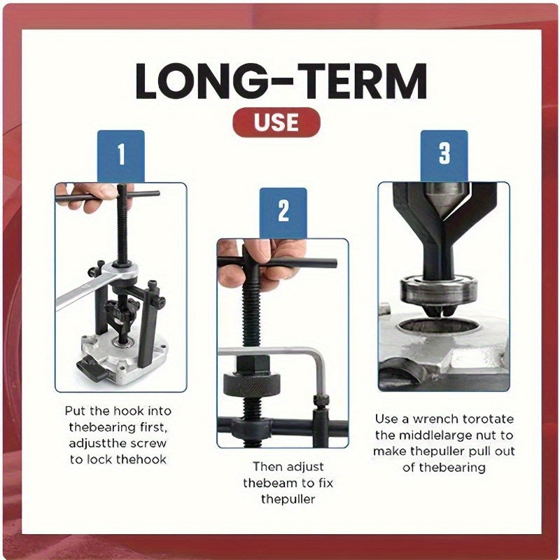 Three-Jaw Gear and Bearing Puller with Reversible Forged Steel Jaws, Black Oxide Finish and Phosphated Drive Screw for Compatible Workshop Removal Tasks
