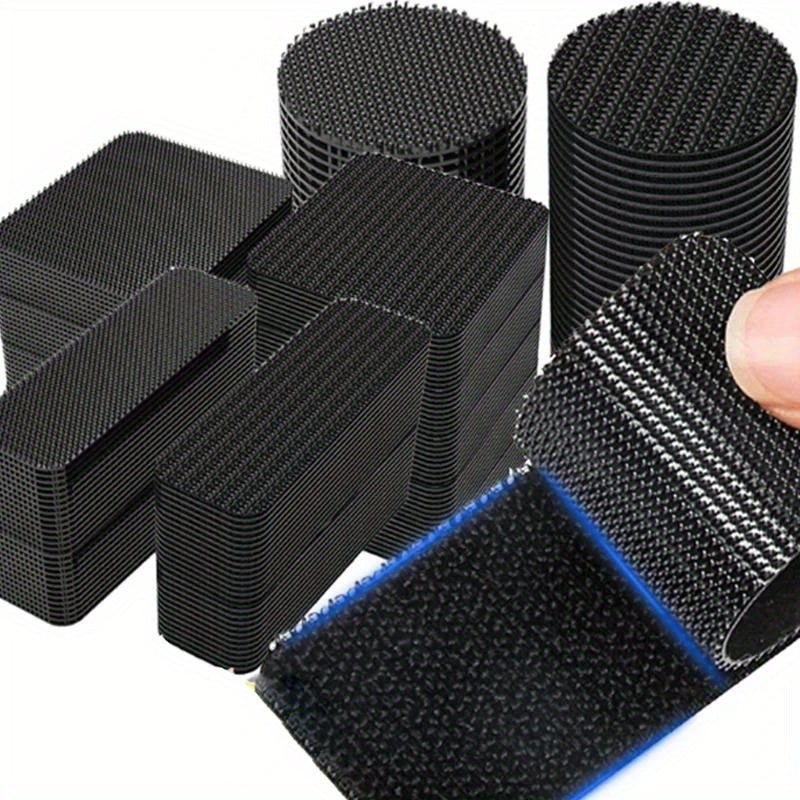 Adhesive Hook-and-Loop Fastener Patches in Round, Square or Rectangle Shapes, Nylon and Polyester Pair Packs for Compatible Carpet and Household Fabric Projects