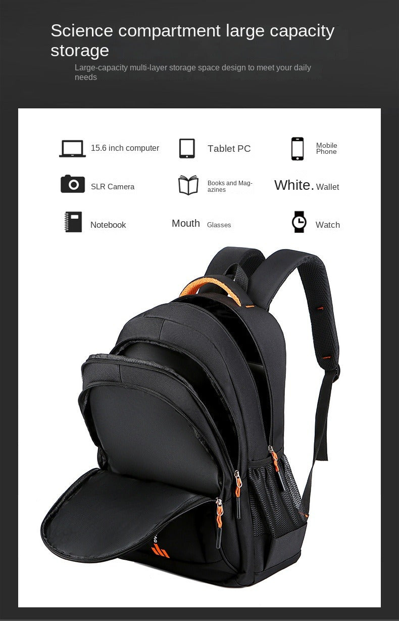 Business Laptop Backpack for Men and Women, Large-Capacity Everyday Bag in Green, Blue, Black or Tangerine for Work Commuting, Travel and Sports
