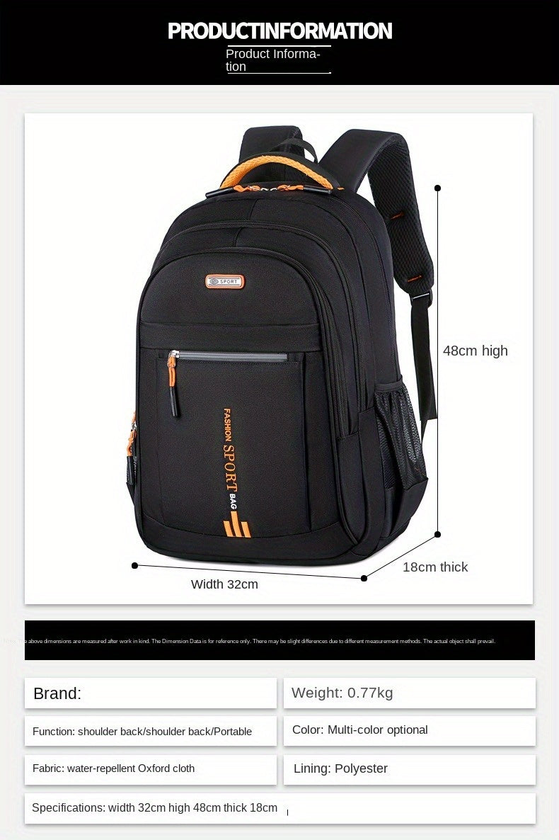 Business Laptop Backpack for Men and Women, Large-Capacity Everyday Bag in Green, Blue, Black or Tangerine for Work Commuting, Travel and Sports