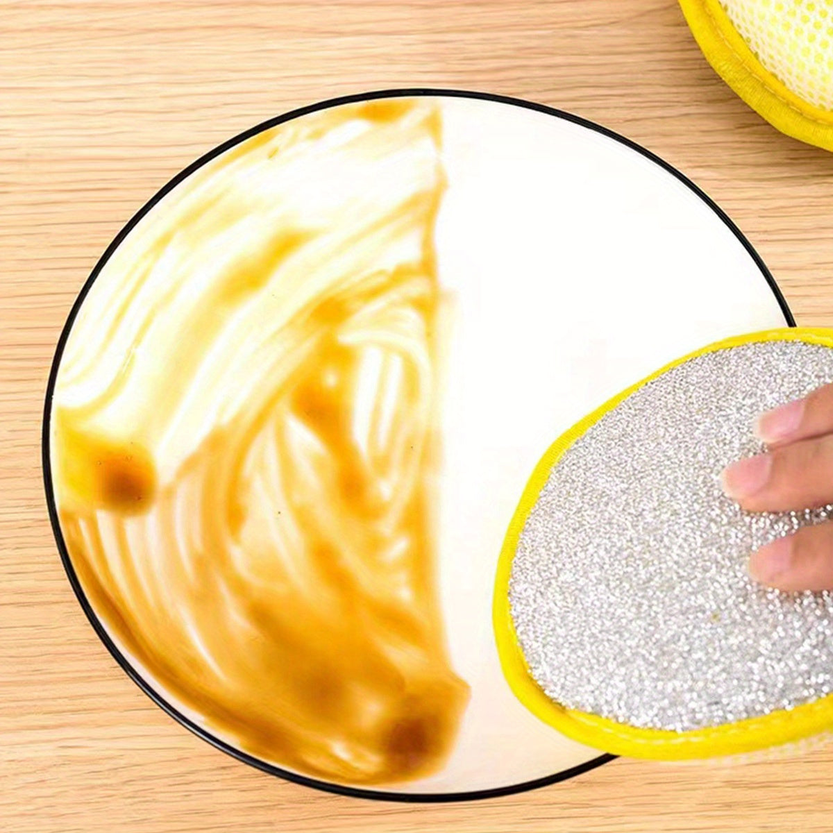 Round Double-Sided Dishwashing Sponges in 6 or 12-Piece Random Color Packs, Polyester Fiber Kitchen Cleaning Pads for Compatible Pots, Dishes and Everyday Washing