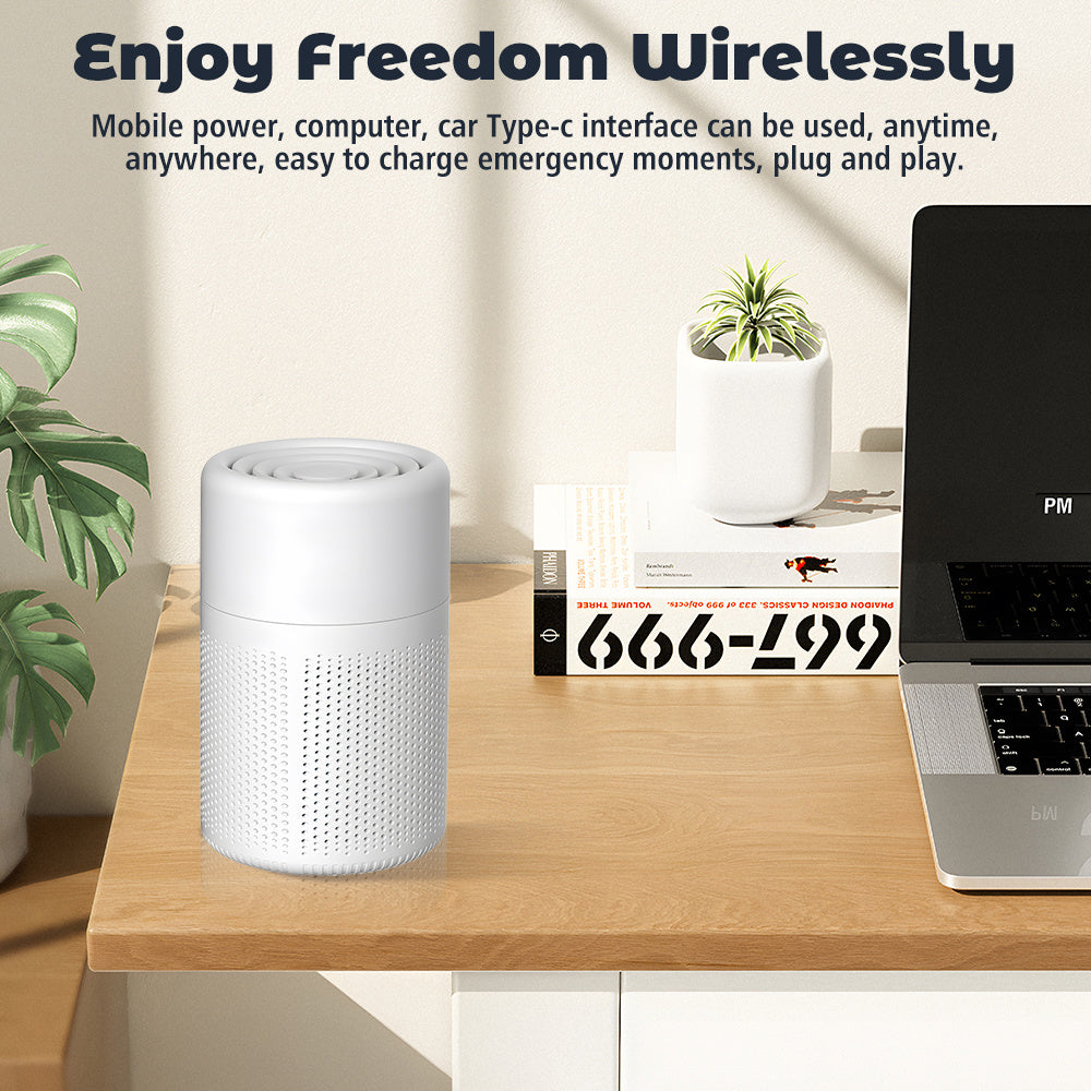 Air Quality Sensor Air Purifier with Listed HEPA 3-in-1 Filtration and Low-Noise Sleep Mode, Compact White Air Cleaner for Bedrooms, Offices and Living Rooms