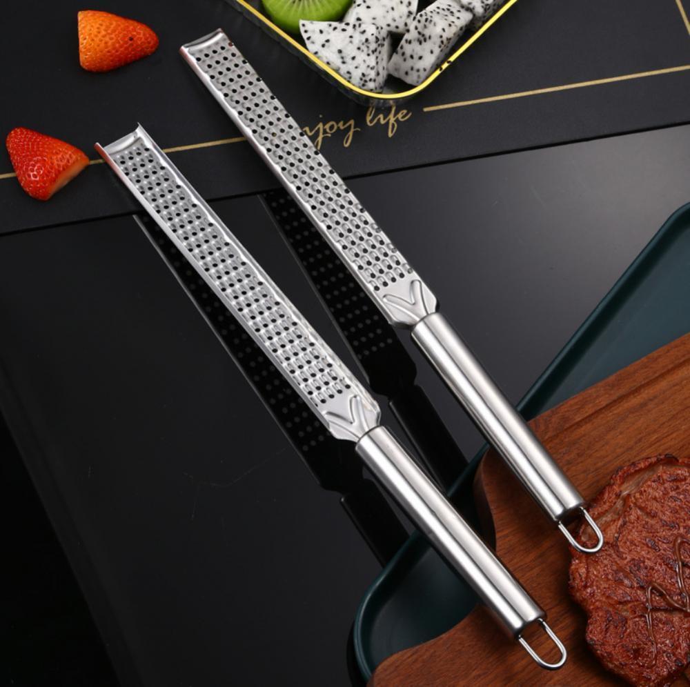 Long-Handle Lemon Zester and Cheese Grater with Listed Stainless Steel Construction, Single Kitchen Tool for Citrus Zest, Chocolate and Cheese Preparation