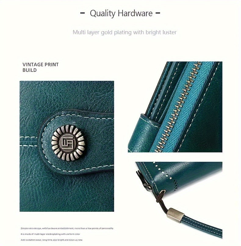 Women's RFID Blocking Wristlet Wallet, Large Capacity Long Zipper Purse with 12 or 23 Card Slot Options for Passport and Compatible Phone Storage