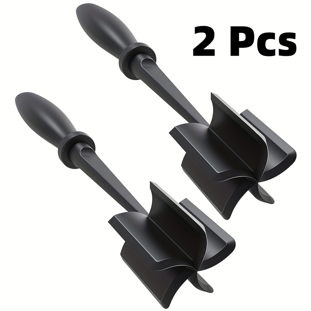 Nylon Ground Meat Chopper Set of 2 with Five Beveled Pinwheel Blades and Non-Slip Handle, Manual Hamburger Masher and Mixing Tool in Black, Green or Red