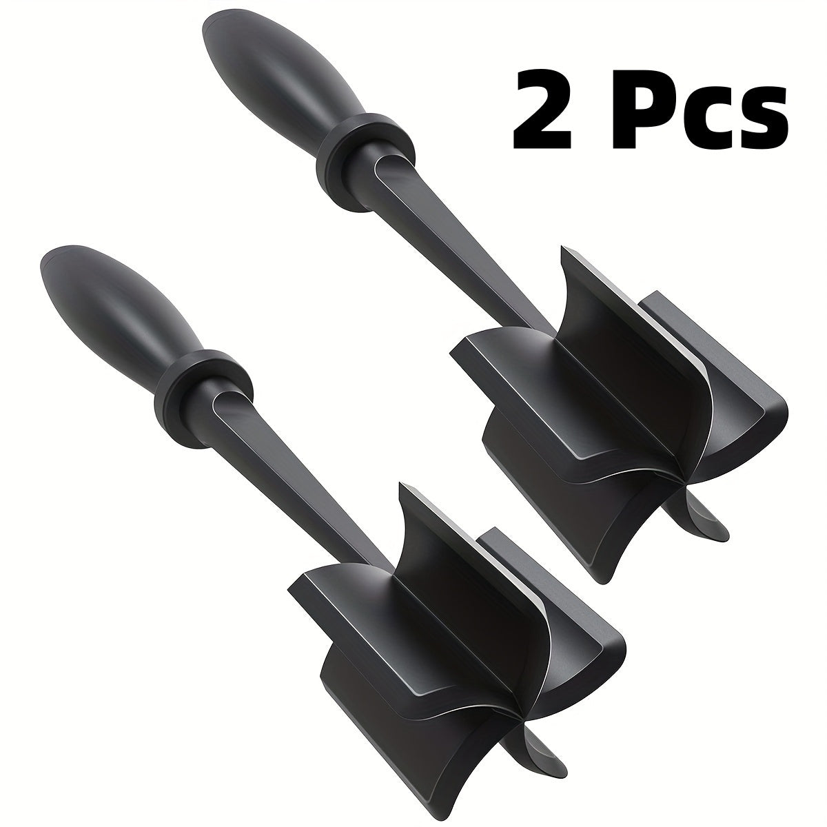 Nylon Ground Meat Chopper Set of 2 with Five Beveled Pinwheel Blades and Non-Slip Handle, Manual Hamburger Masher and Mixing Tool in Black, Green or Red