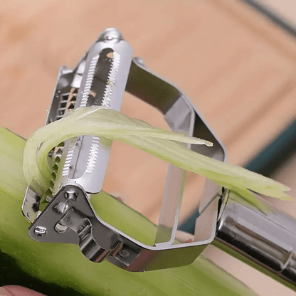 Stainless Steel Potato Peeler and Julienne Tool, Single E-Silvery Manual Kitchen Gadget for Fruit and Vegetable Peeling, Shredded Garnishes and Holiday Meal Prep