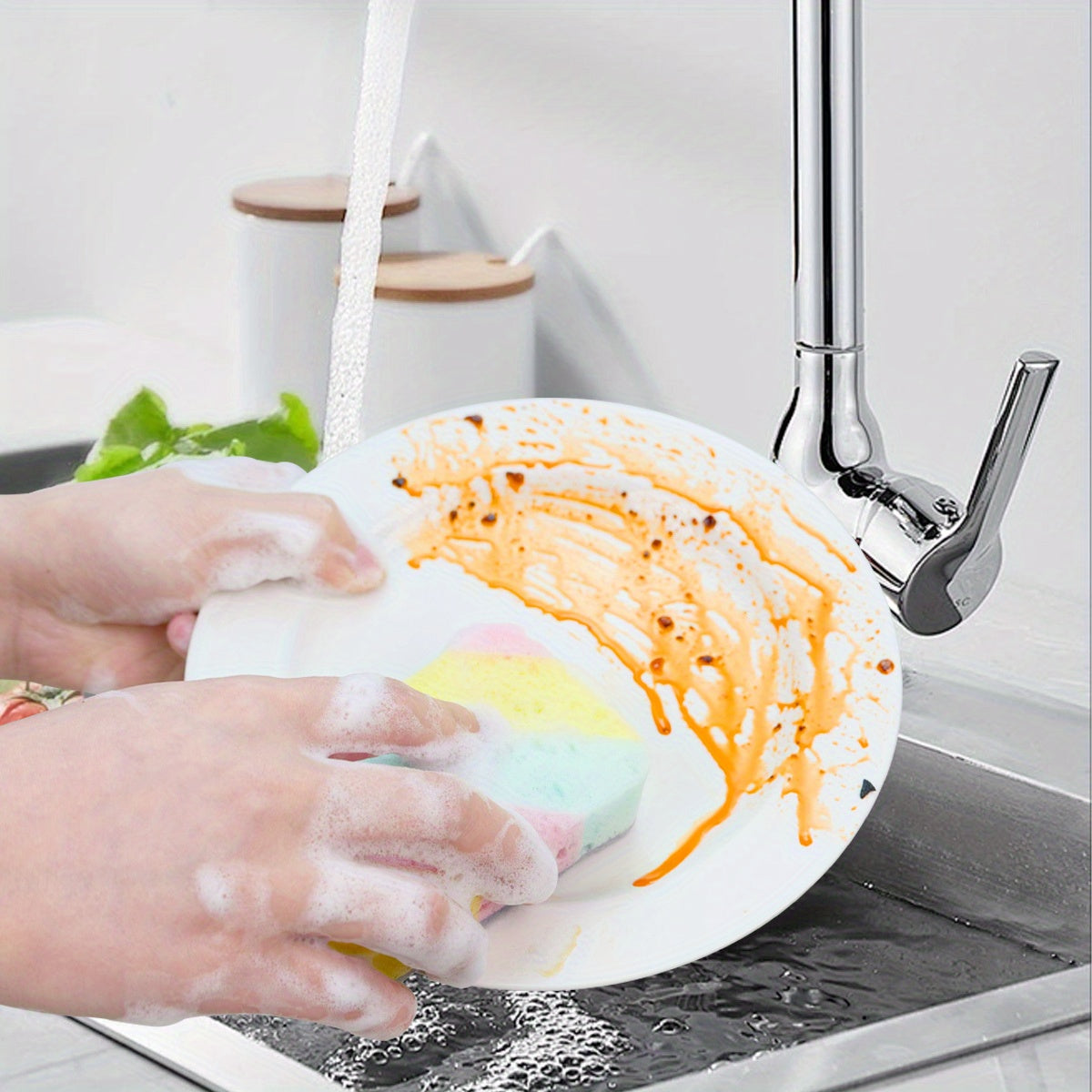 Double-Sided Cleaning Sponge, Single Random-Color Absorbent Sponge Wipe for Compatible Kitchen and Bathroom Surfaces and Everyday Household Cleanup