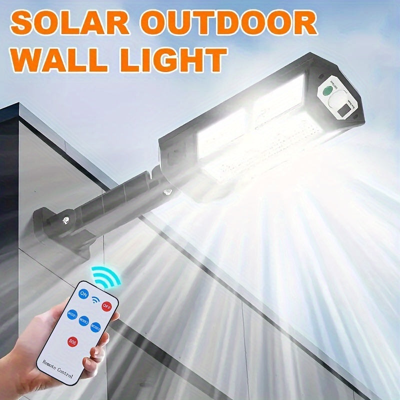 1/2pcs 6500K Super Bright LED Solar Wall Light - Motion Sensor, IPX4 3 Lighting Modes, Remote Control, Water-Resistant, Lithium Battery Powered, Semi-Flush Mount, Wireless Infrared Sensor for Outdoor Garden Security Street Yard Lamp