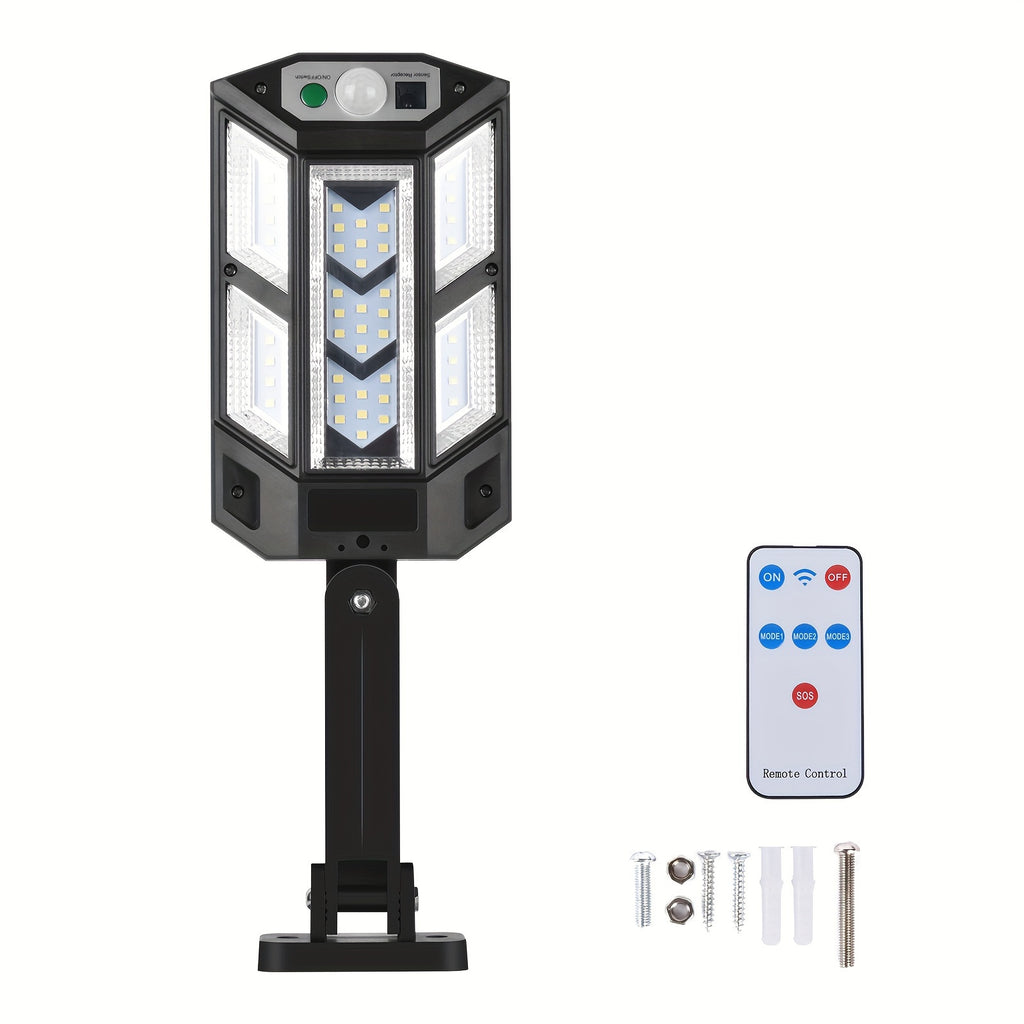 1/2pcs 6500K Super Bright LED Solar Wall Light - Motion Sensor, IPX4 3 Lighting Modes, Remote Control, Water-Resistant, Lithium Battery Powered, Semi-Flush Mount, Wireless Infrared Sensor for Outdoor Garden Security Street Yard Lamp