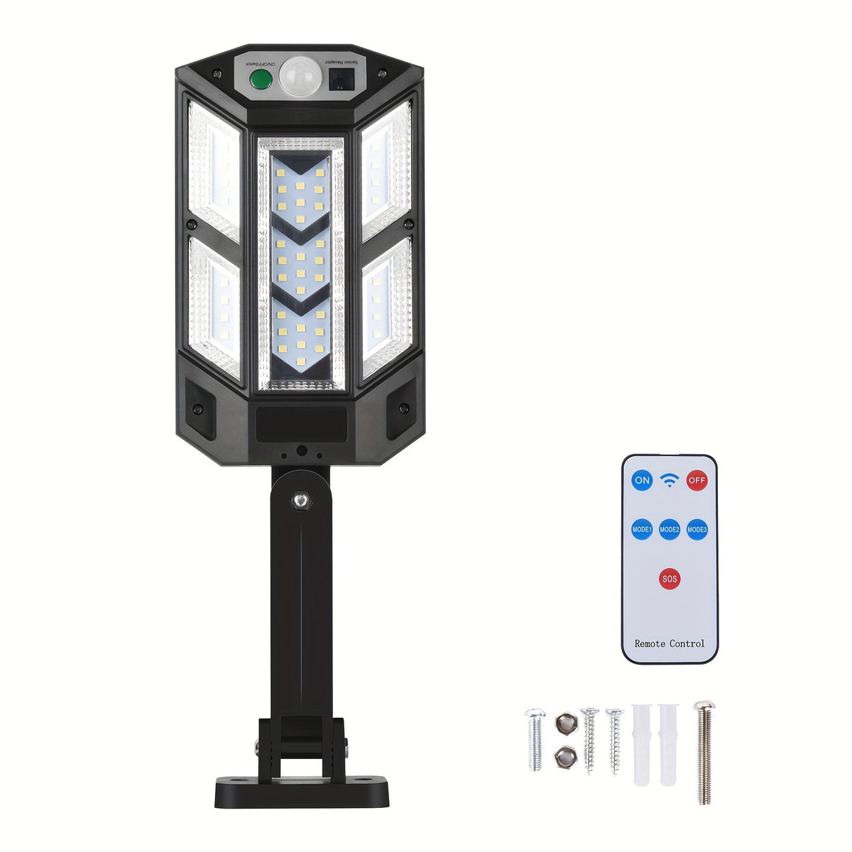 1/2pcs 6500K Super Bright LED Solar Wall Light - Motion Sensor, IPX4 3 Lighting Modes, Remote Control, Water-Resistant, Lithium Battery Powered, Semi-Flush Mount, Wireless Infrared Sensor for Outdoor Garden Security Street Yard Lamp