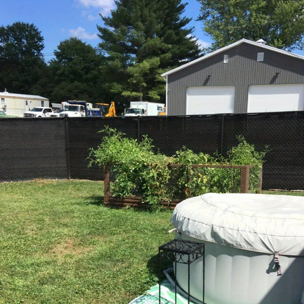 Fence Privacy Screen in Black HDPE Mesh with Listed 6 x 50 Foot Size, Reinforced Edges, Grommets and 50 Cable Ties for Garden and Backyard Screening