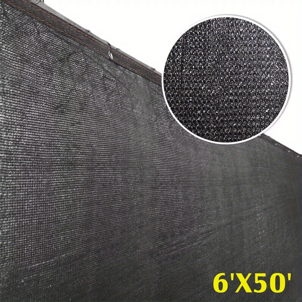 Fence Privacy Screen in Black HDPE Mesh with Listed 6 x 50 Foot Size, Reinforced Edges, Grommets and 50 Cable Ties for Garden and Backyard Screening