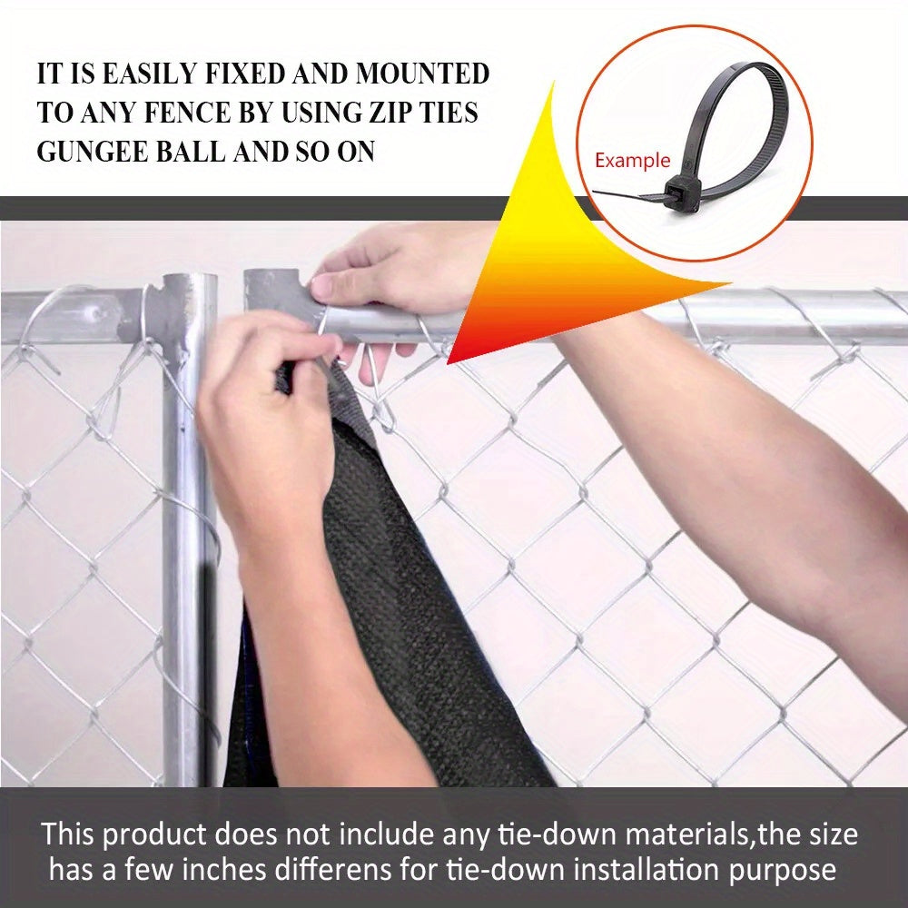 Fence Privacy Screen in Black HDPE Mesh with Listed 6 x 50 Foot Size, Reinforced Edges, Grommets and 50 Cable Ties for Garden and Backyard Screening