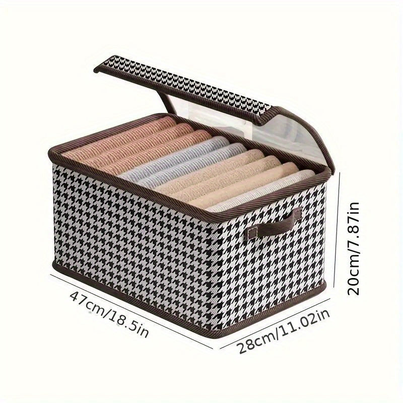 Lidded Foldable Storage Basket with Handles, Oxford Cloth or Cationic-Labeled Style Options for Wardrobe Organization, Shelf Storage and Moving Preparation