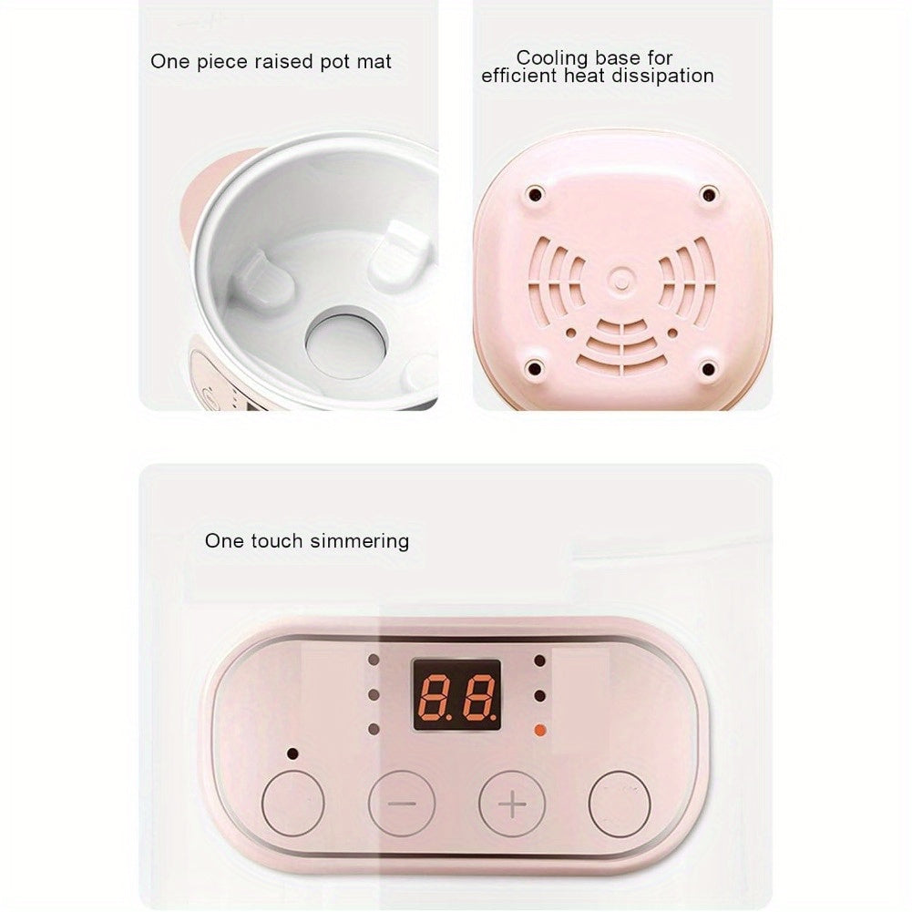 Ceramic Inner Pot Electric Stew Cooker, 1L Compact 200W Appliance with ABS Plastic Housing and Listed 24-Hour Reservation for Porridge, Rice and Soup